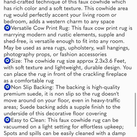 Premium Faux Cowhide Rug 110 x70 cm/3.6 x 2.3feet,Durable & Large Size Cow Print - Picture 5 of 5